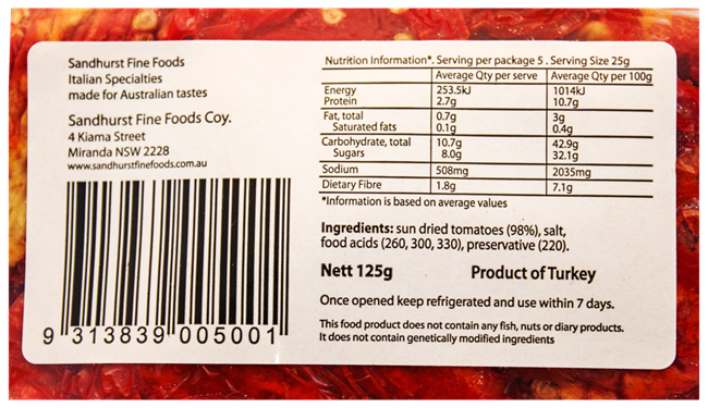 Picture of SANDHURST SUN DRIED TOMATOES 125g
