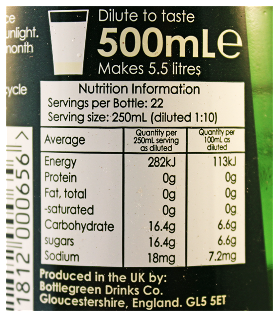 Picture of CORDIAL - BOTTLE GREEN ELDERFLOWER
