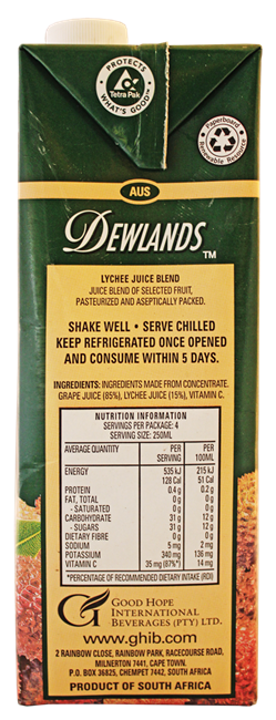 Picture of DEWLANDS LYCHEE JUICE