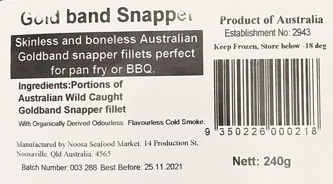 Picture of NOOSA SEAFOODS GOLD BAND SNAPPER