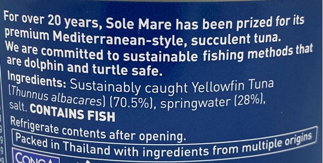 Picture of SOLE MARE TUNA IN SPRING WATER 425g