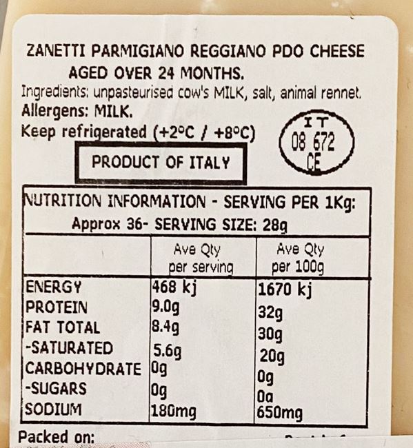 Picture of PARMIGIANO REGGIANO (24month) (approx 300g)