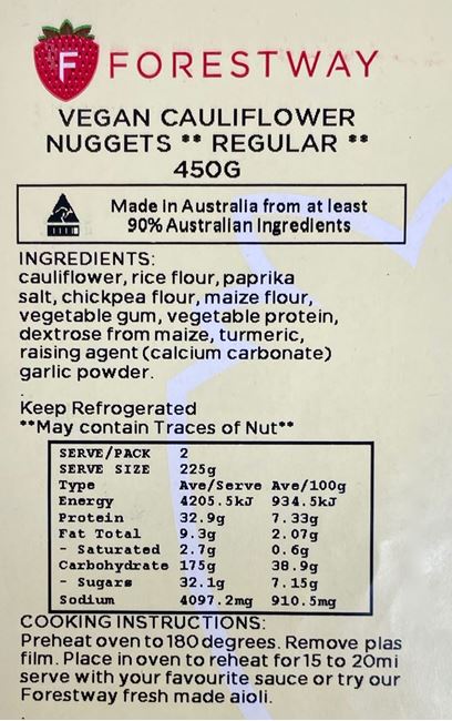 Picture of VEGAN CAULIFLOWER NUGGETS ** REGULAR ** 450G