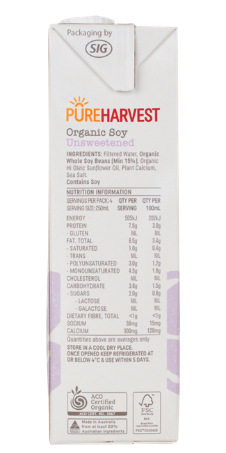 Picture of PURE HARVEST ORGANIC SOY MILK UNSWEETENED