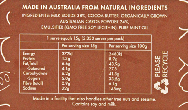 Picture of CAROB MINT BAR