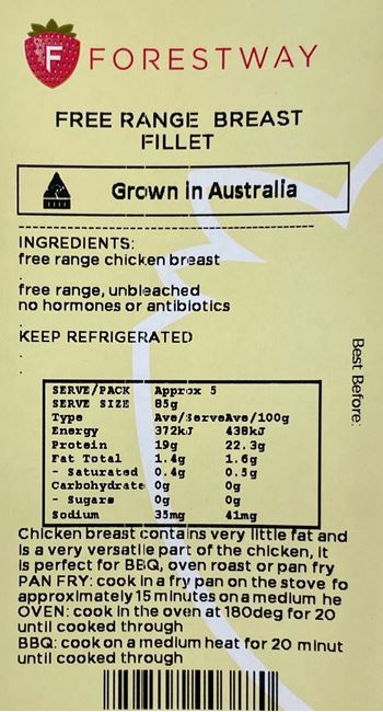 Picture of CHICKEN BREAST FILLET - FREE RANGE (3 PACK)