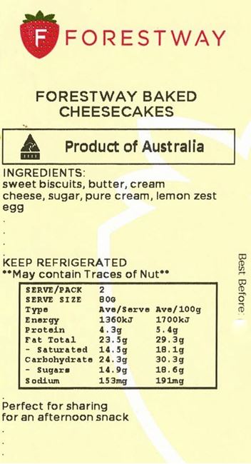 Picture of FORESTWAY BAKED CHEESECAKES 2PK