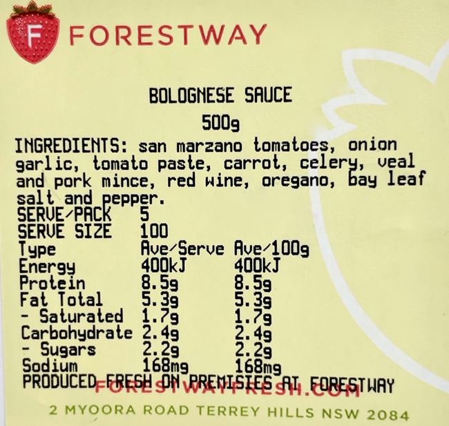 Picture of FORESTWAY BOLOGNESE SAUCE 