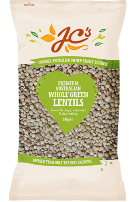 Picture of JC'S WHOLE GREEN LENTILS 500g