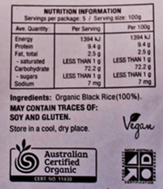 Picture of RICE - CHEF'S CHOICE ORGANIC BLACK